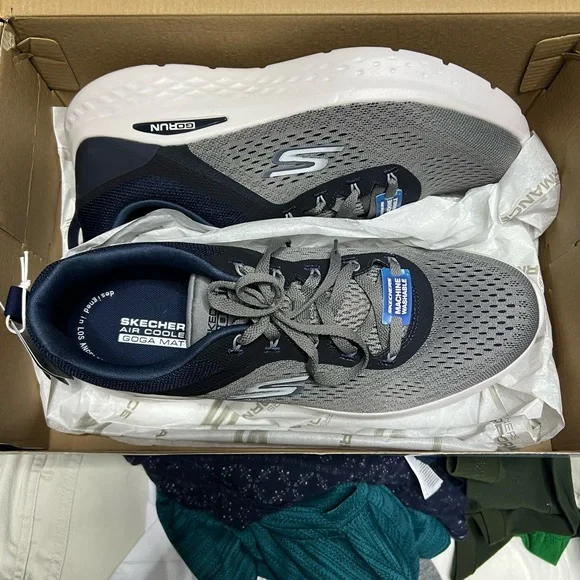 Skechers Gray and Blue Athletic Sneakers - Picture 8 of 10